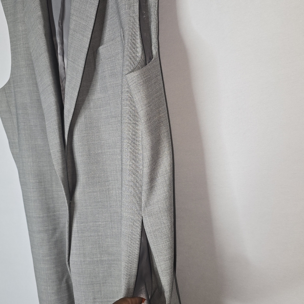 DKNY Grey Womens Sleeveless Lapel Vest Size Large Wool Single Button Closure - Picture 6 of 11